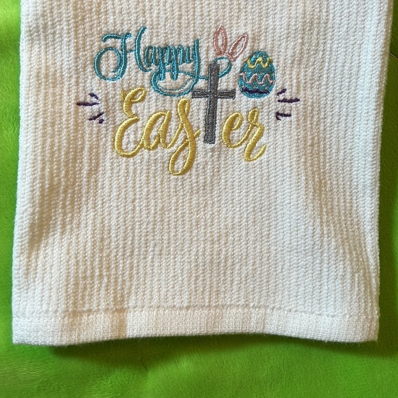 Happy Easter Embroidered Kitchen Towel. Embroidered by me. - Picture 4 of 4